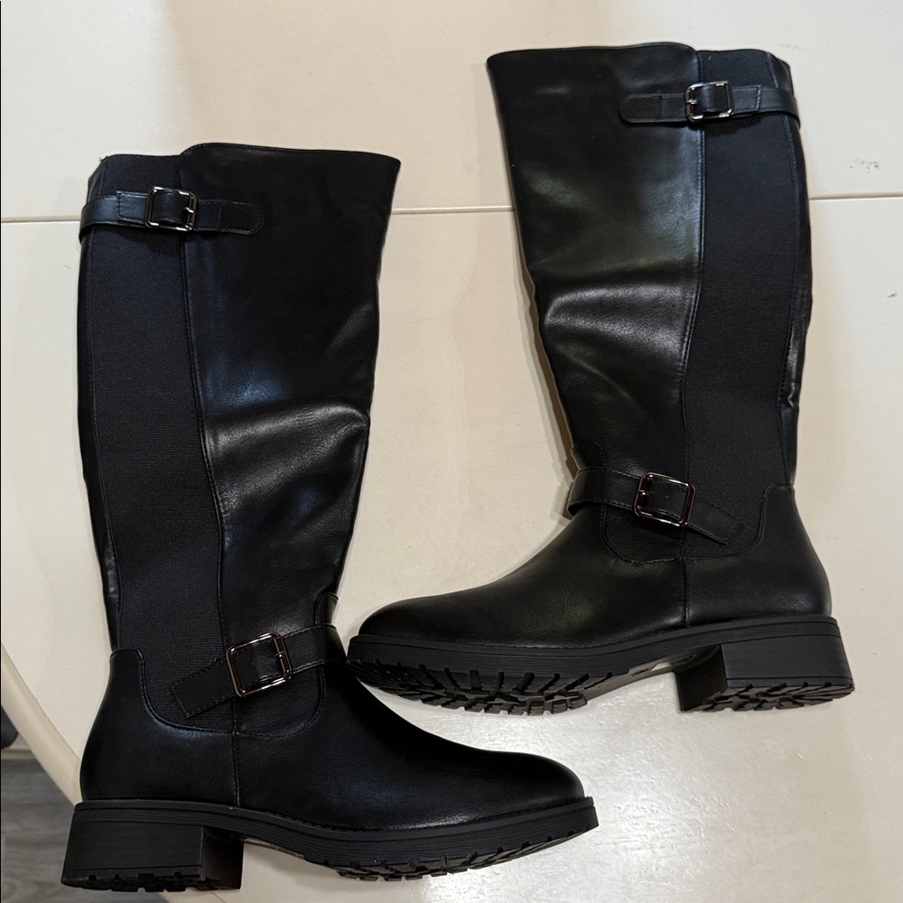 Brand new knee tall black riding boots —centro point size women’s 7.5